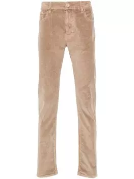 Jacob Cohn вельветовые брюки с вышитым логотипом, нейтральный цвет
