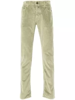 Jacob Cohn вельветовые брюки с вышитым логотипом, зеленый