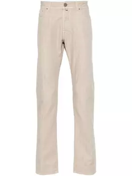 Jacob Cohn зауженные брюки с узором в елочку, нейтральный цвет