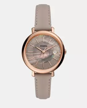 Jacqueline ES5091Sostenible Солнечно-серые кожаные женские часы Fossil, светло-серый