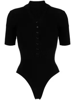 Jacquemus боди в рубчик с V-образным вырезом, черный