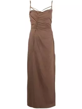 Jacquemus длинное платье La Robe Gaua, коричневый