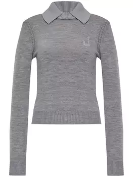 Jacquemus джемпер с вышитым логотипом, серый