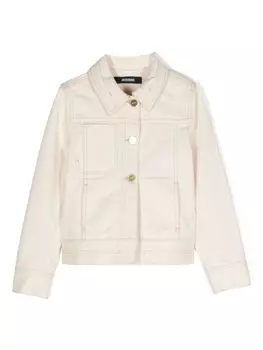 Jacquemus джинсовая куртка с нашивкой-логотипом, нейтральный цвет