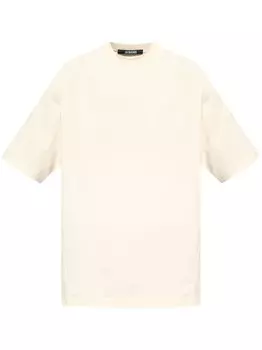 Jacquemus хлопковая футболка с логотипом, нейтральный цвет