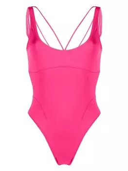 Jacquemus купальник с открытой спиной и логотипом, розовый