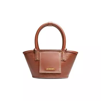 Jacquemus Le Petit Panier Soli Cuir, Weave Embossed Brown