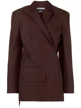 Jacquemus однобортный блейзер La Veste Tibau, коричневый