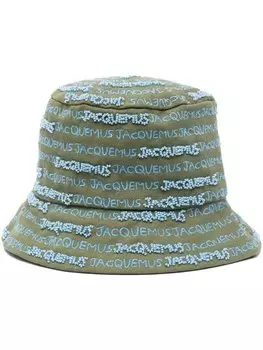 Jacquemus панама с вышитым логотипом, зеленый