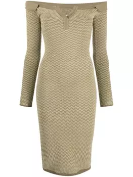 Jacquemus платье La robe Pampero с открытыми плечами, зеленый