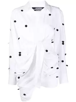 Jacquemus платье мини Bahia с запахом и вышивкой, белый