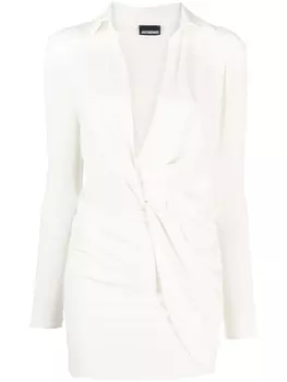 Jacquemus платье мини La Robe Bahia из джерси, нейтральный цвет