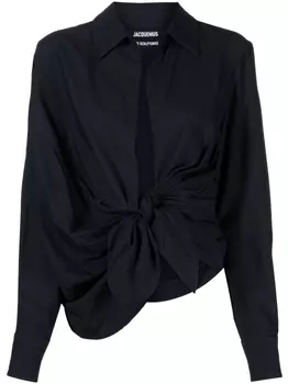 Jacquemus платье-рубашка Bahia с драпировкой, синий