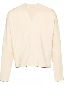 Jacquemus плиссированный кардиган в рубчик, нейтральный цвет