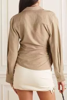 JACQUEMUS рубашка Bahia из твила с драпировкой и узлом, бежевый