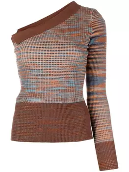 Jacquemus рубашка поло на одно плечо, коричневый