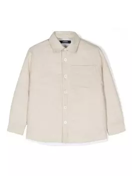 Jacquemus рубашка с вышитым логотипом, нейтральный цвет