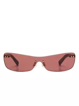 Jacquemus солнцезащитные очки в безободковой оправе, коричневый