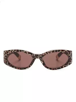 Jacquemus солнцезащитные очки в овальной оправе с леопардовым принтом, нейтральный цвет