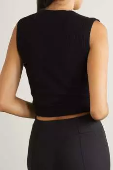 JACQUEMUS Топ Le Haut Noue в рубчик с перекрученным спереди из смесового хлопка, черный