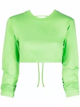 Jacquemus укороченная футболка с вырезами, зеленый