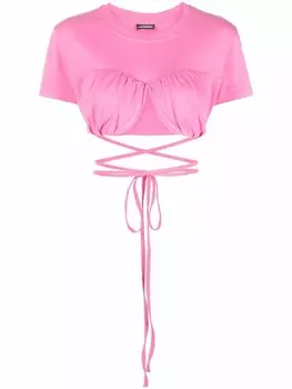 Jacquemus укороченная футболка с запахом, розовый