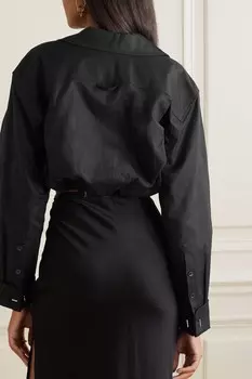 JACQUEMUS Укороченная рубашка Machou из смеси хлопка и льна, черный