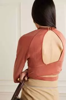 JACQUEMUS Укороченный топ Espelho из эластичного джерси с вырезами, красный