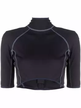 Jacquemus укороченный топ с воротником-воронкой, синий