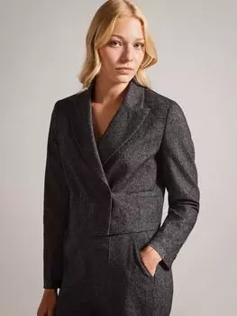 Jaiddee Блейзер из шерстяного и шелкового цвета с марлевым узором Ted Baker, темно-серый