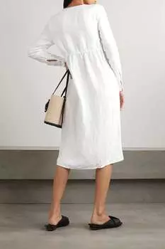 JAMES PERSE Платье миди TENCEL из смеси лиоцелла и льна, белый
