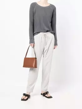 James Perse спортивные брюки с завышенной талией и кулиской, серый