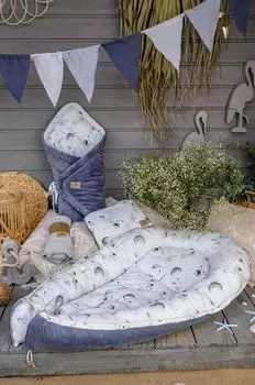 Jamiks Детский кокон STARS, синий