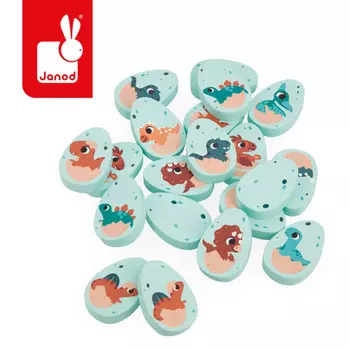 Janod, Деревянные Динозавры Памяти, 20 элементов