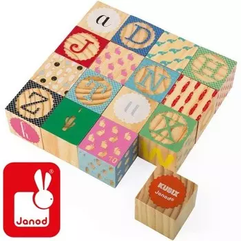 Janod, деревянные кубики Kubix Alphabet.