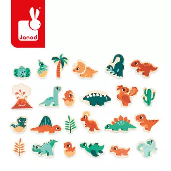 Janod, Деревянные магниты Динозавры 24 шт.