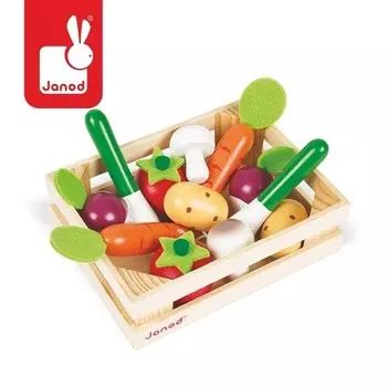 Janod, Деревянные овощи в коробке, 12 шт.
