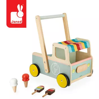 Janod, Деревянный фургон-толкач для мороженого, 12м+