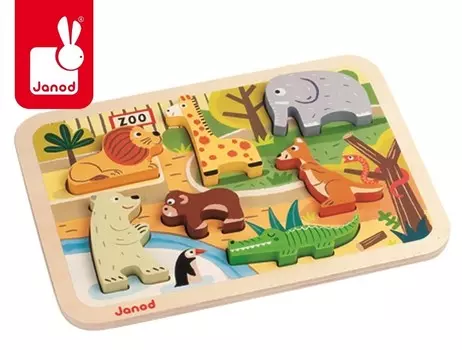 Janod, деревянный пазл 3D Зоопарк