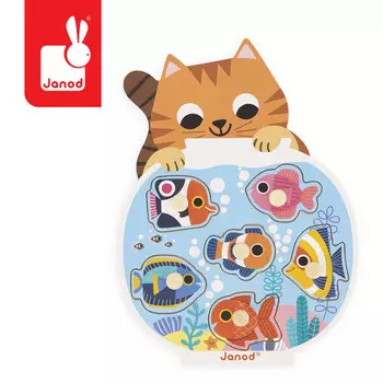Janod, Деревянный пазл «Аквариум», 6 деталей