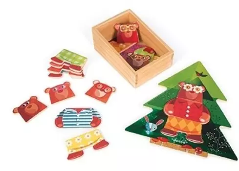 Janod, деревянный пазл Мишка Тедди в пижаме