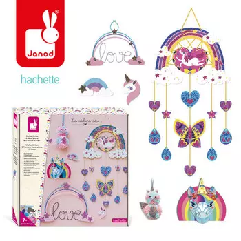 Janod, Multi - креативный набор из 9 радужных украшений