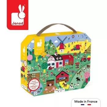 Janod, пазл-наблюдение в чемодане Farma, 24 шт.