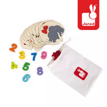 Janod, пазл, Учусь считать, 2х10 шт.