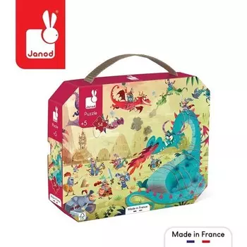 Janod, пазл, в чемодане, Драконы, 54 шт.