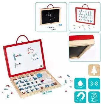 Janod, развивающая доска с магнитами в чемодане, 4в1