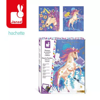 Janod, Творческий набор Картина по номерам Единороги 2 картинки 7+