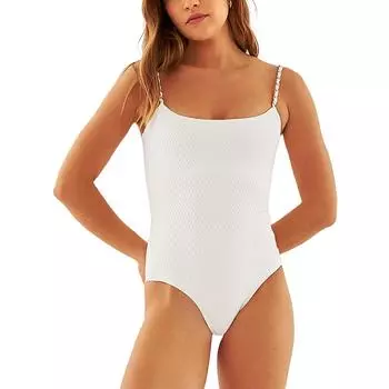 Jasmine Женский сплошной купальник из полиэстера с цепочкой Aquamanile, белый