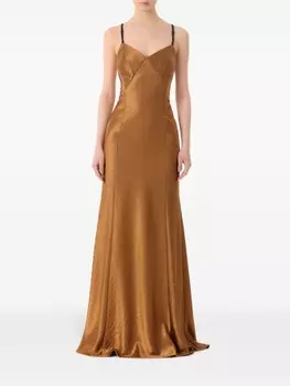 Jason Wu Collection атласное платье с глубоким вырезом на спине, коричневый