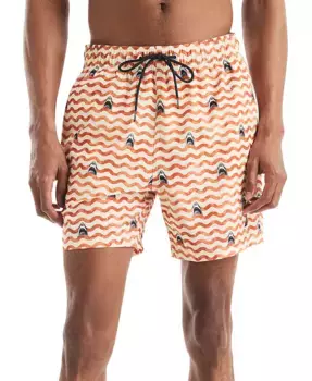 JAWS x Мужские классические быстросохнущие плавки с принтом и эластичной тканью, 6" Nautica, оранжевый